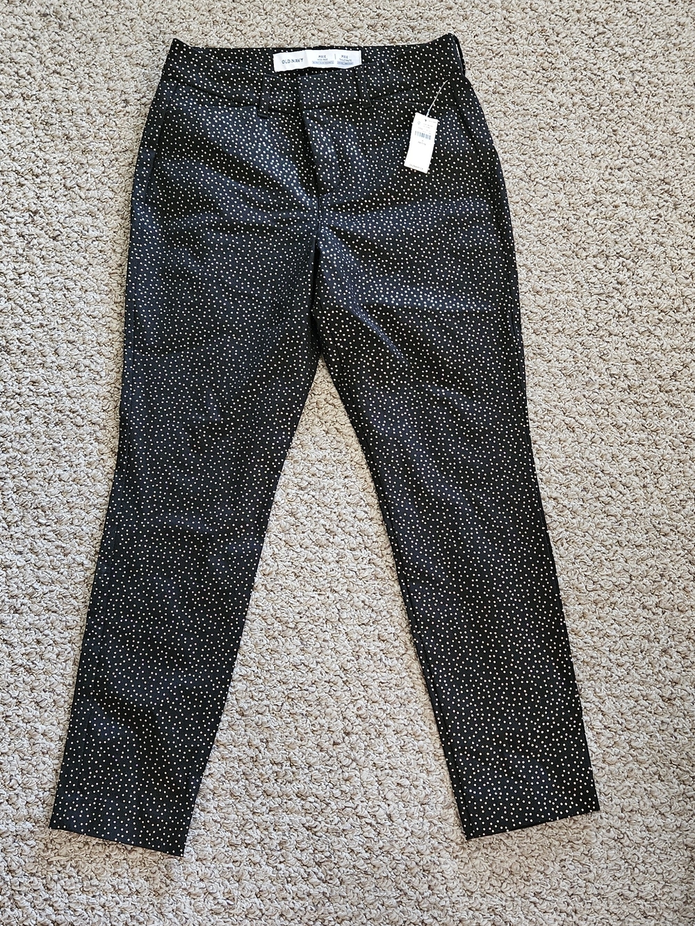 Black Polka Dot Slim Ankle Dress Pants